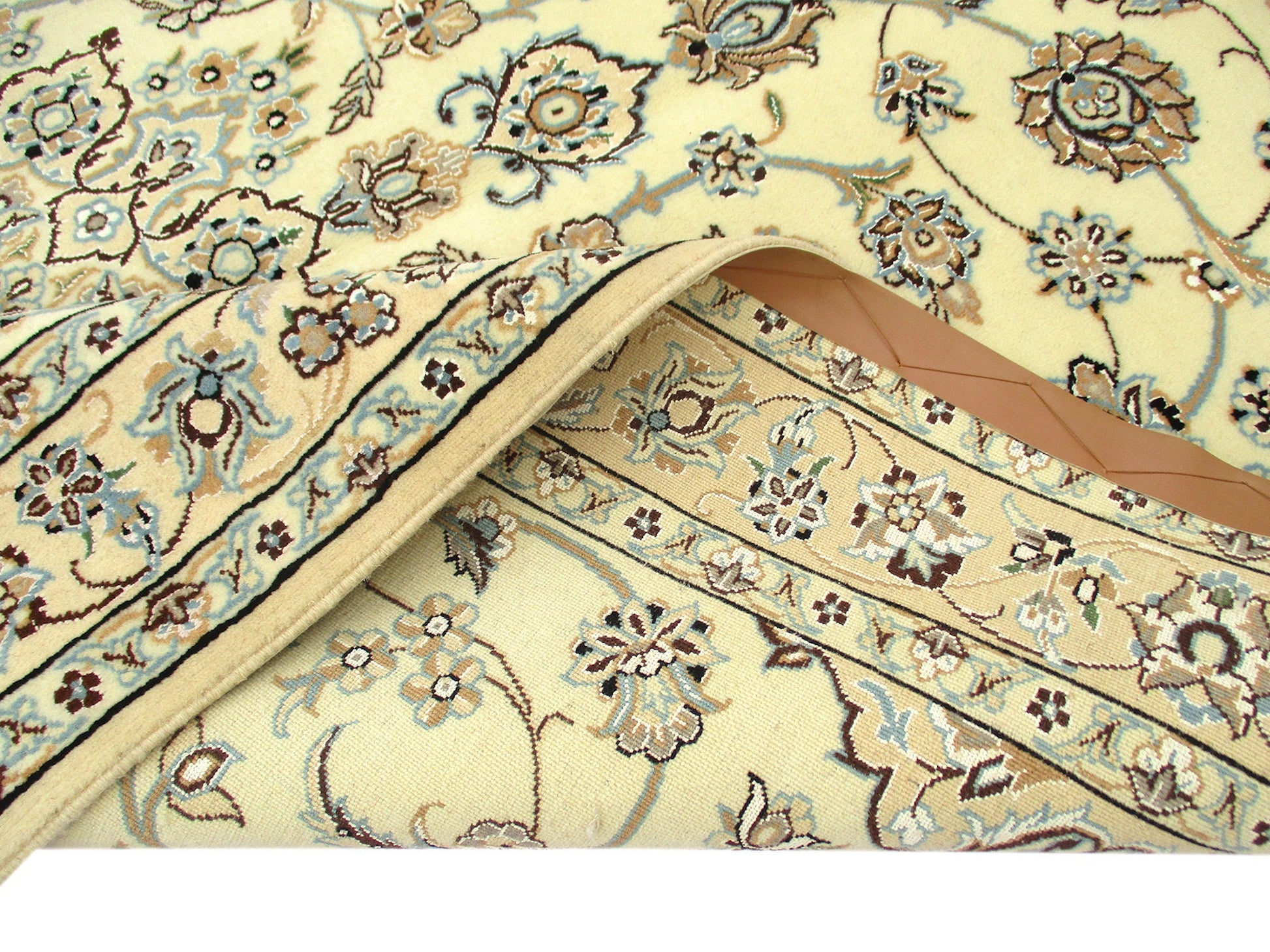 4 x 7 Feet Beige Blue Turkish Caucasian Rug | Hand Woven Area Rug | Oriental Persian Rug | Living Room Rug | Accent Floral Pattern Wool Rug