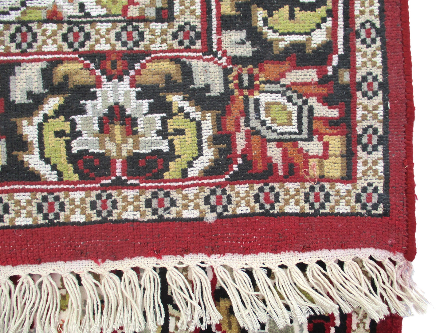 One of a kind Red Black Antique Rug | Small Persian Caucasian Rug | Living Room Rug | Accent Hand Woven Rug | Oriental Geometric Pattern Rug