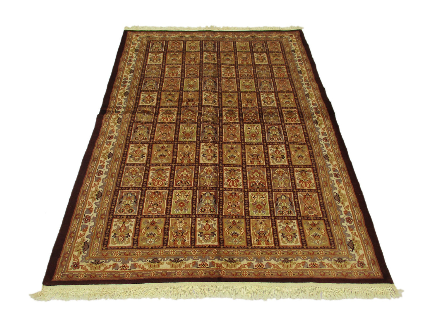 4 x 6 Brown Silk Wool Soft Pile Area Rug | Hand Woven Vintage