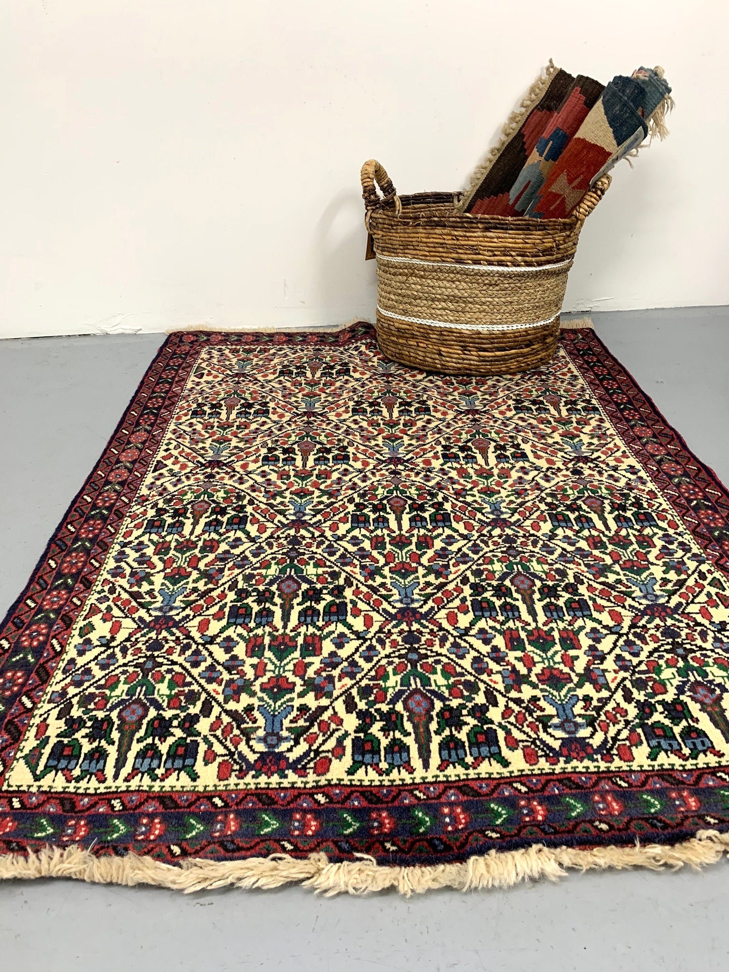 One of a kind Red Beige Antique Rug | Small Persian Caucasian Rug | Living Room Rug | Accent Hand Woven Rug | Oriental Geometric Pattern Rug