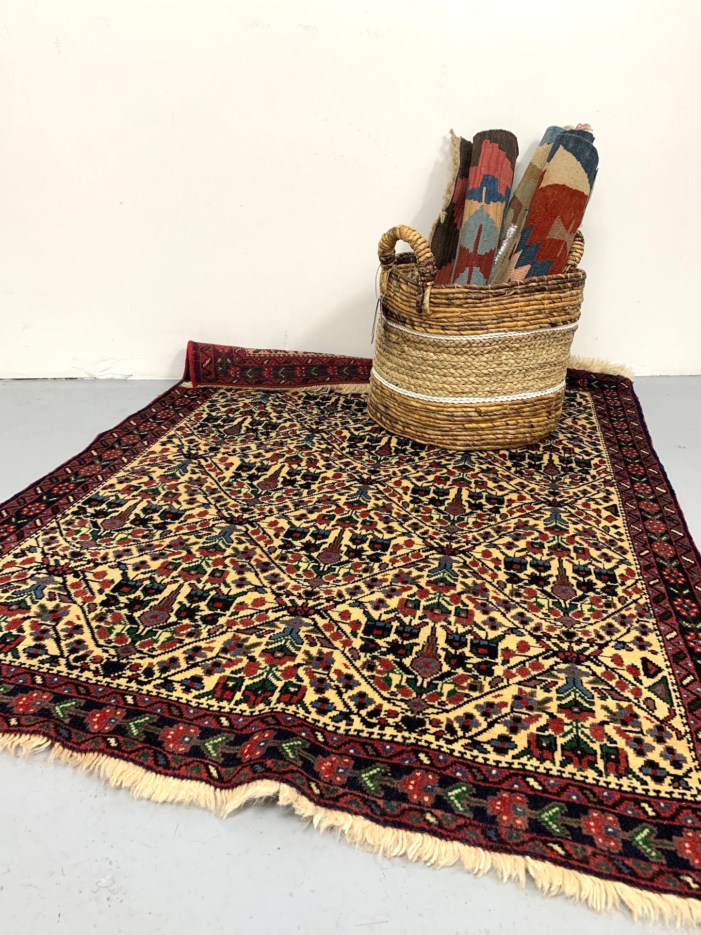 One of a kind Red Beige Antique Rug | Small Persian Caucasian Rug | Living Room Rug | Accent Hand Woven Rug | Oriental Geometric Pattern Rug