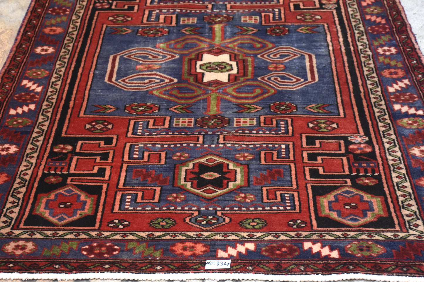 Red Blue 4x7 Vintage Rug | Tribal Oriental Persian Rug | Kazak Bohemian Rug | Handmade Rug