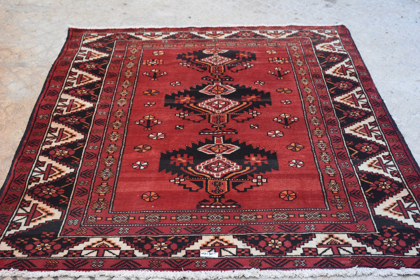 Red Blue 4x6 Vintage Rug | Tribal Oriental Persian Rug | Kazak Bohemian Rug | Handmade Rug