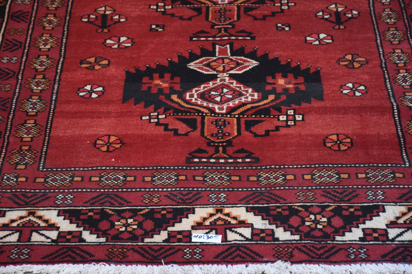 Red Blue 4x6 Vintage Rug | Tribal Oriental Persian Rug | Kazak Bohemian Rug | Handmade Rug
