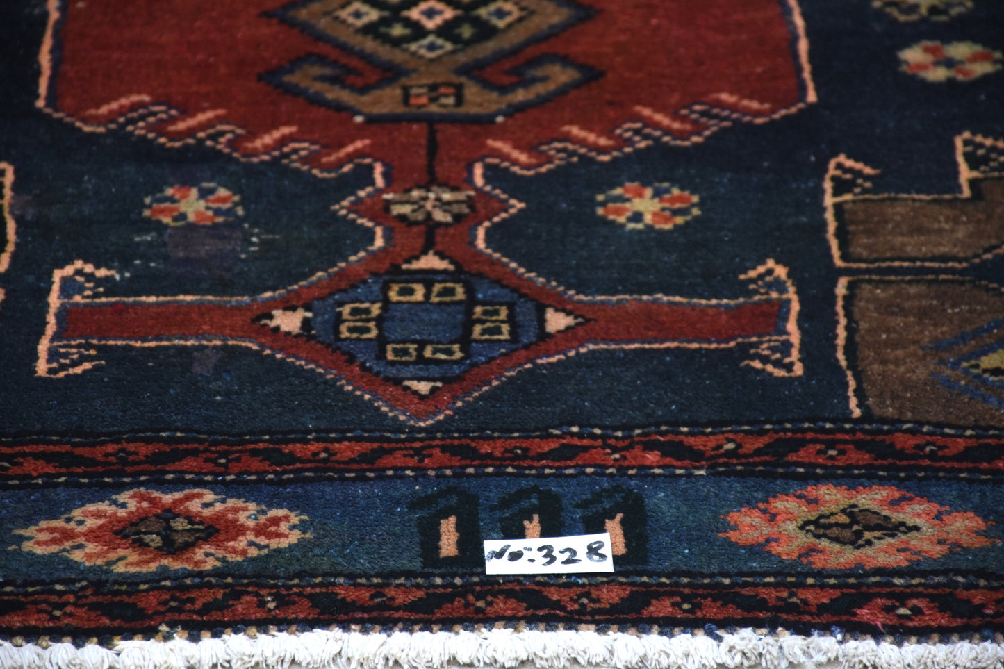 Blue Red 4x7 Vintage Rug | Tribal Oriental Persian Rug | Kazak Bohemian Rug | Handmade Rug
