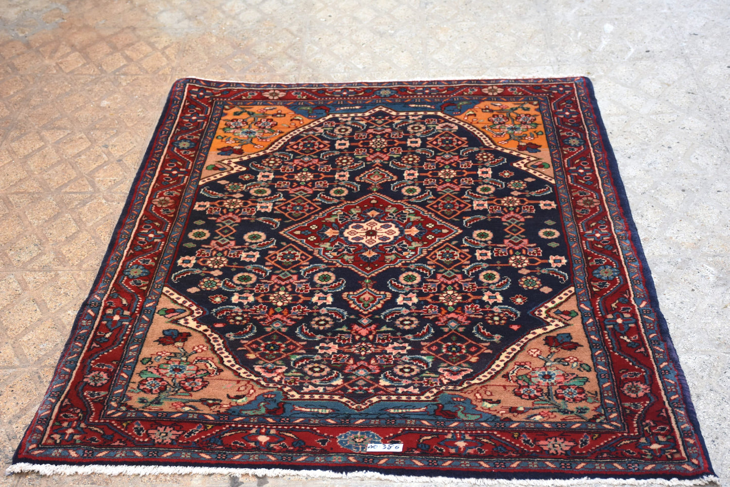 Blue Red 3x5 Vintage Rug | Tribal Oriental Persian Rug | Kazak Bohemian Rug | Handmade Rug