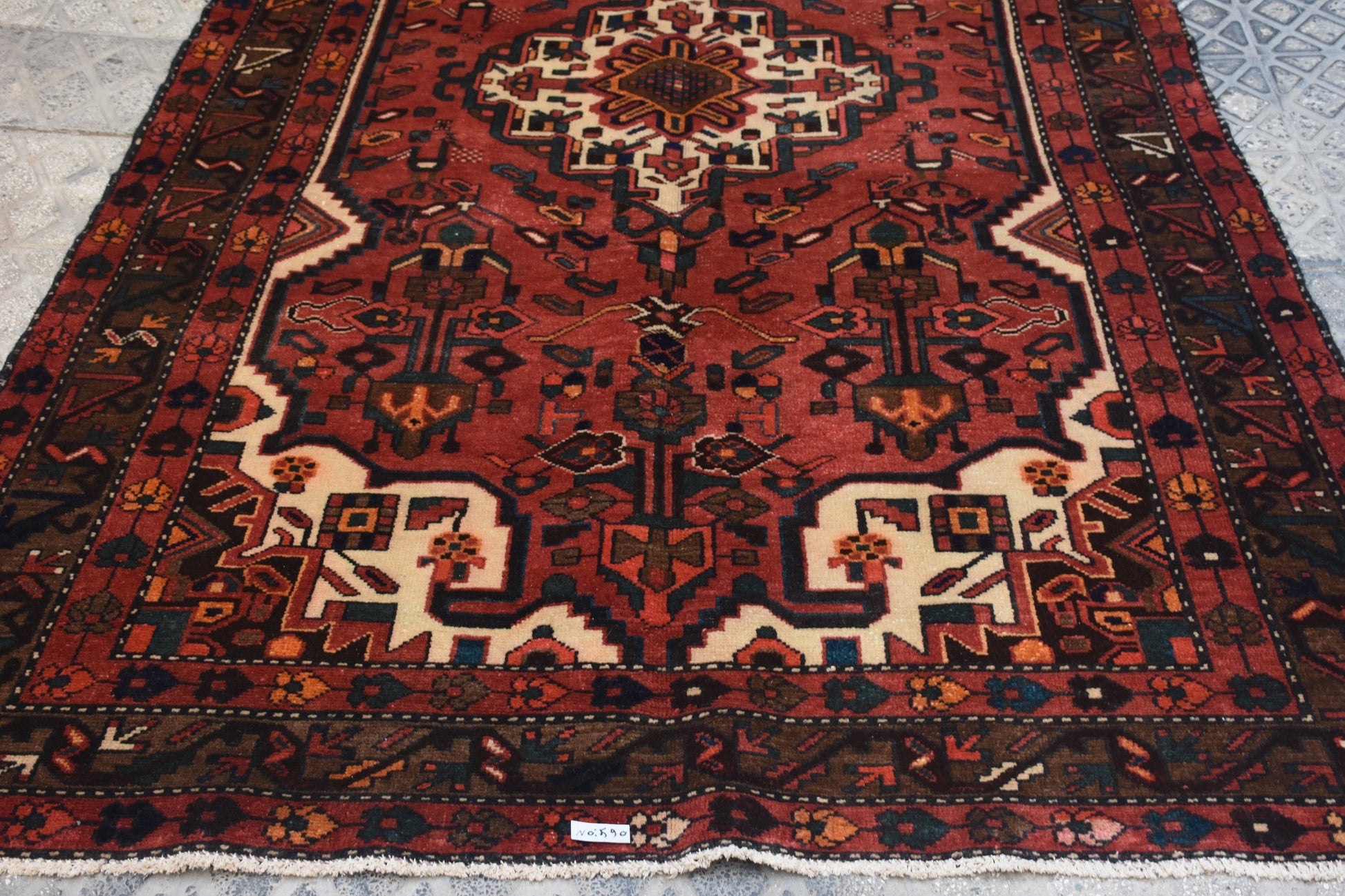 Red 5x10 Vintage Rug | Tribal Oriental Persian Rug | Kazak Bohemian Rug | Handmade Rug