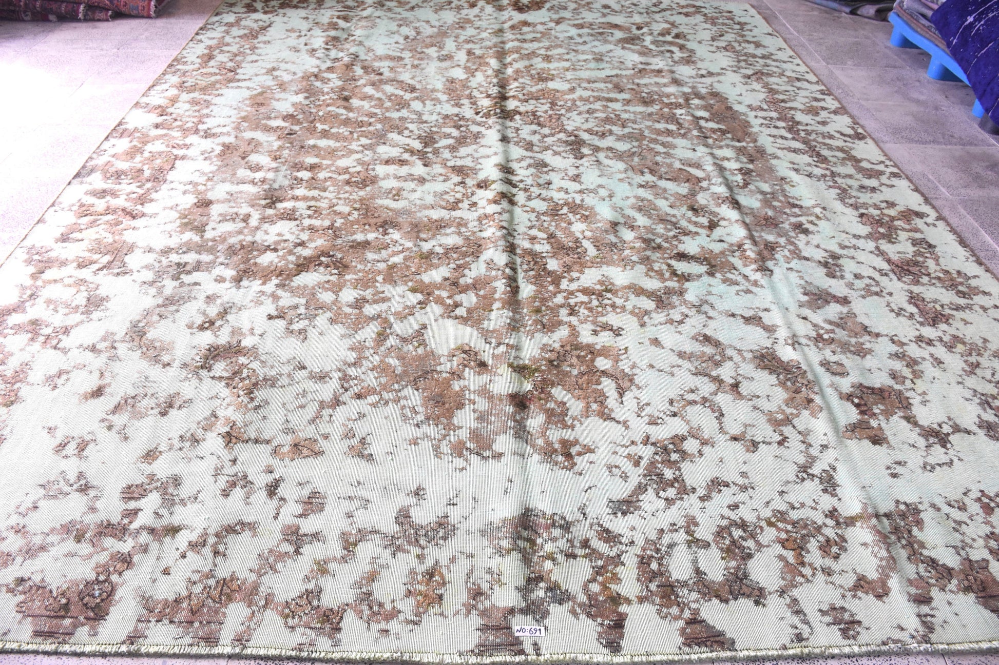White Copper 9x12 Vintage Rug | Tribal Oriental Persian Rug | Kazak Bohemian Rug | Handmade Rug