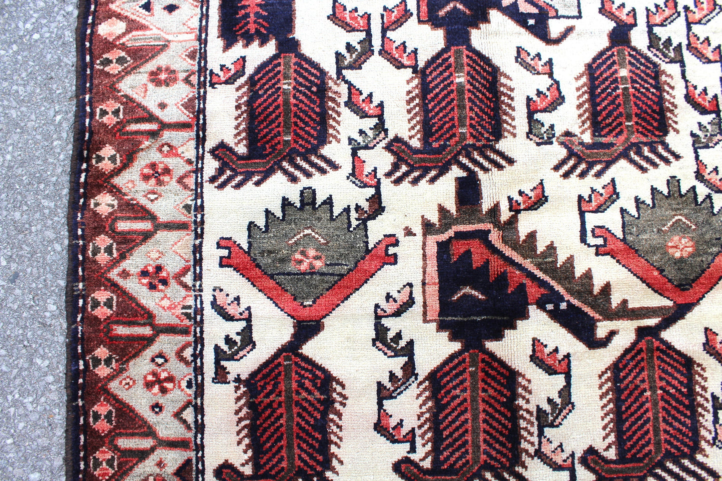 Earth Toned Ivory Rust 3x5 Handmade Vintage Turkish Area Rug