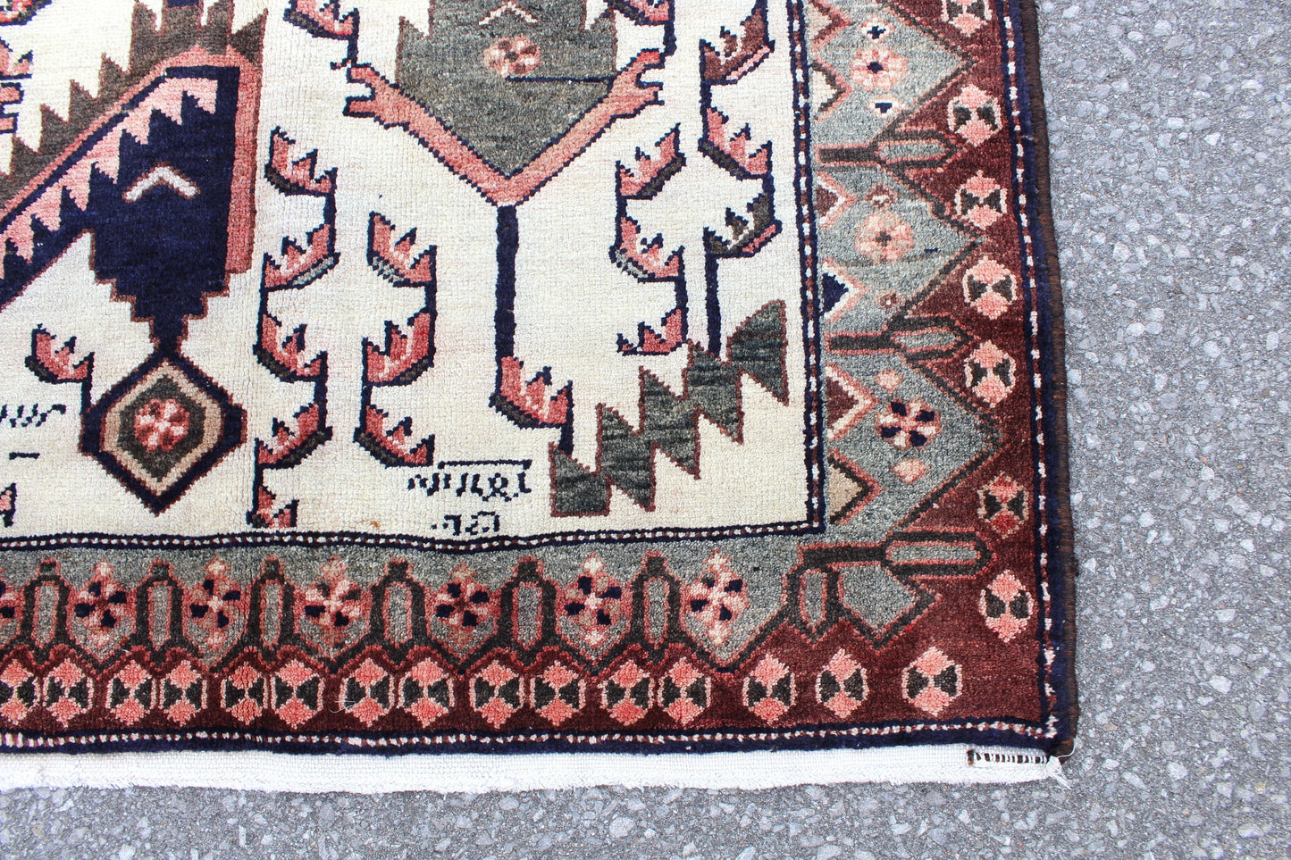 Earth Toned Ivory Rust 3x5 Handmade Vintage Turkish Area Rug