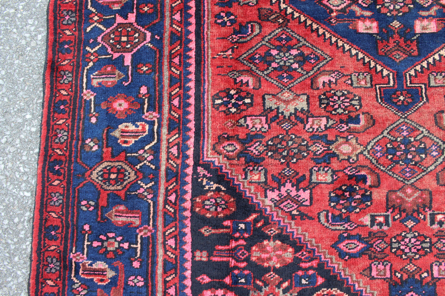 Rusty Pink & Blue 5x6 Persian Tribal Wool Hand Knotted Area Rug