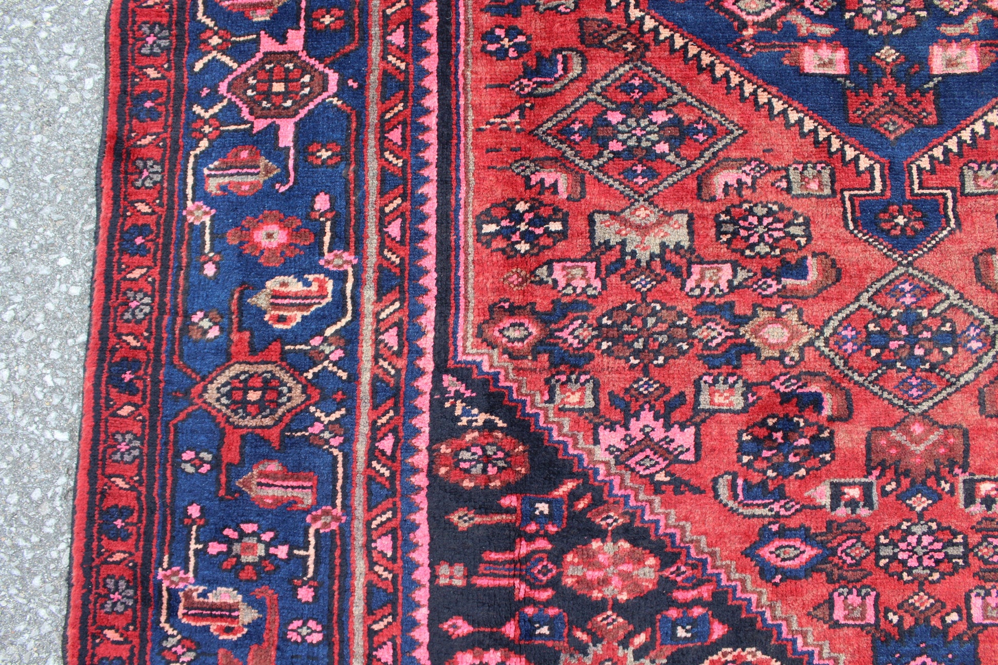 Rusty Pink & Blue 5x6 Persian Tribal Wool Hand Knotted Area Rug