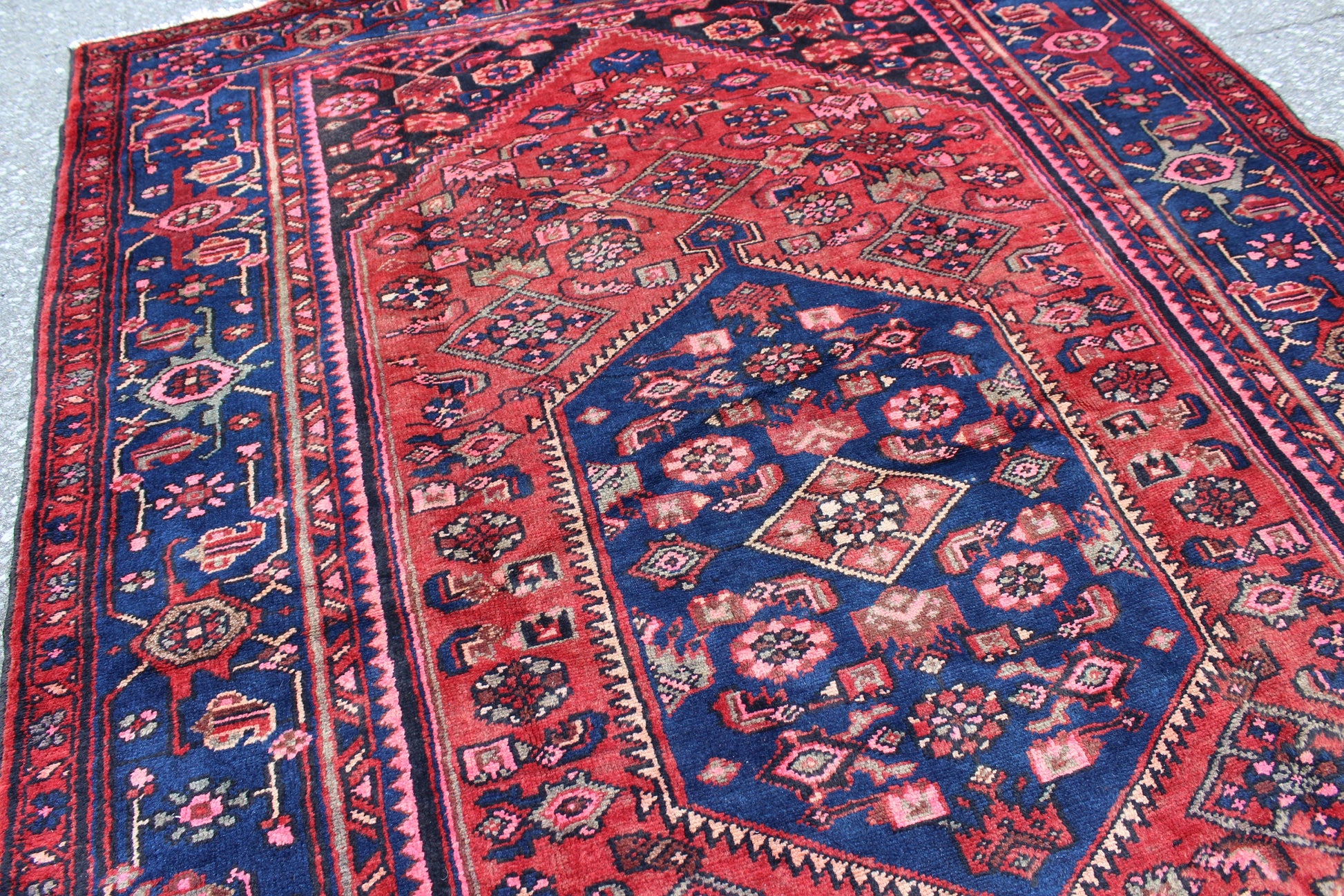 Rusty Pink & Blue 5x6 Persian Tribal Wool Hand Knotted Area Rug