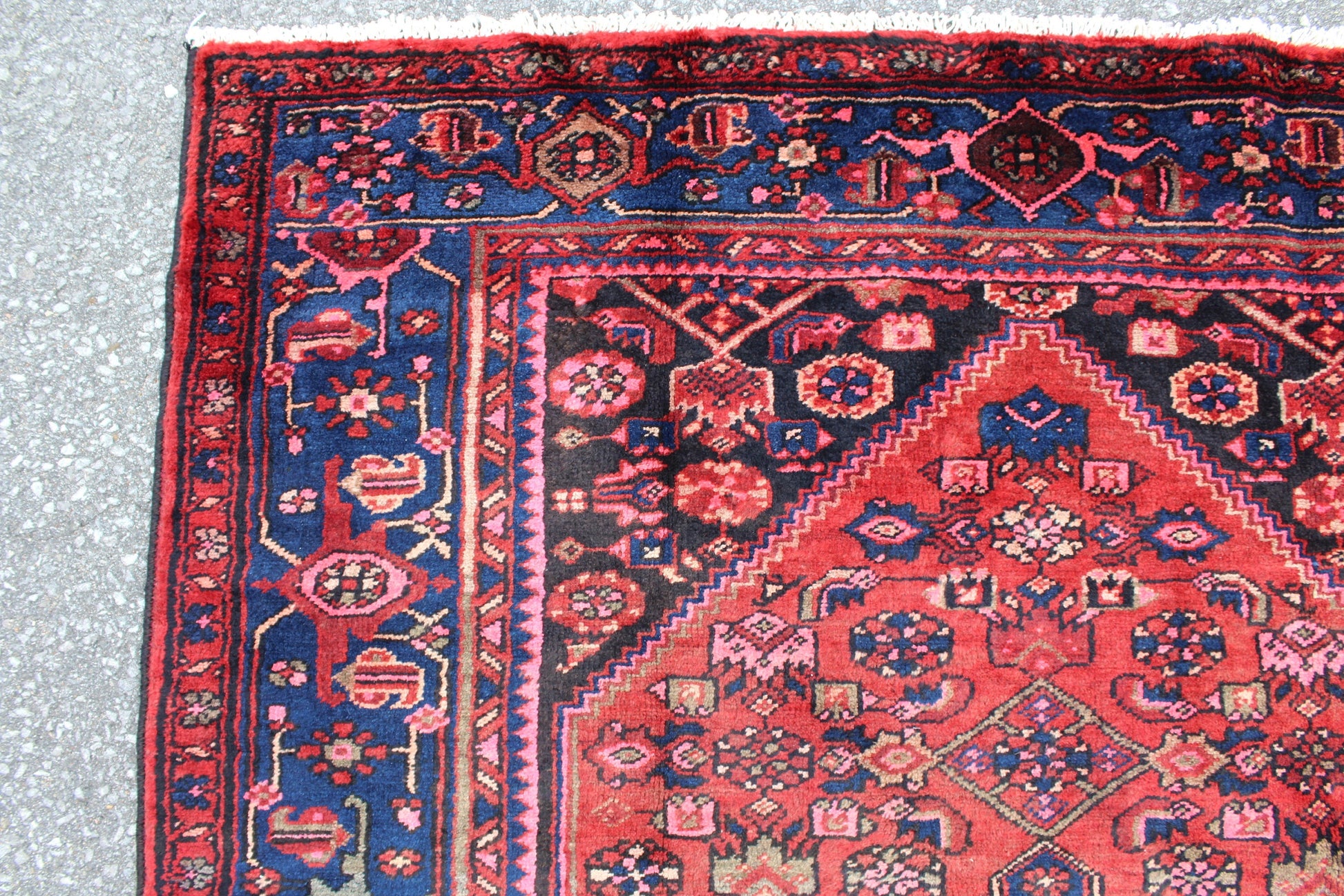 Rusty Pink & Blue 5x6 Persian Tribal Wool Hand Knotted Area Rug