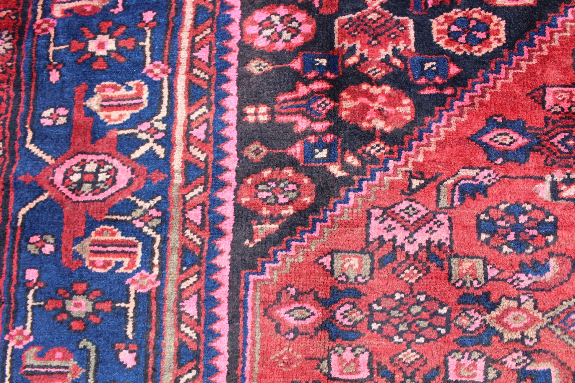 Rusty Pink & Blue 5x6 Persian Tribal Wool Hand Knotted Area Rug