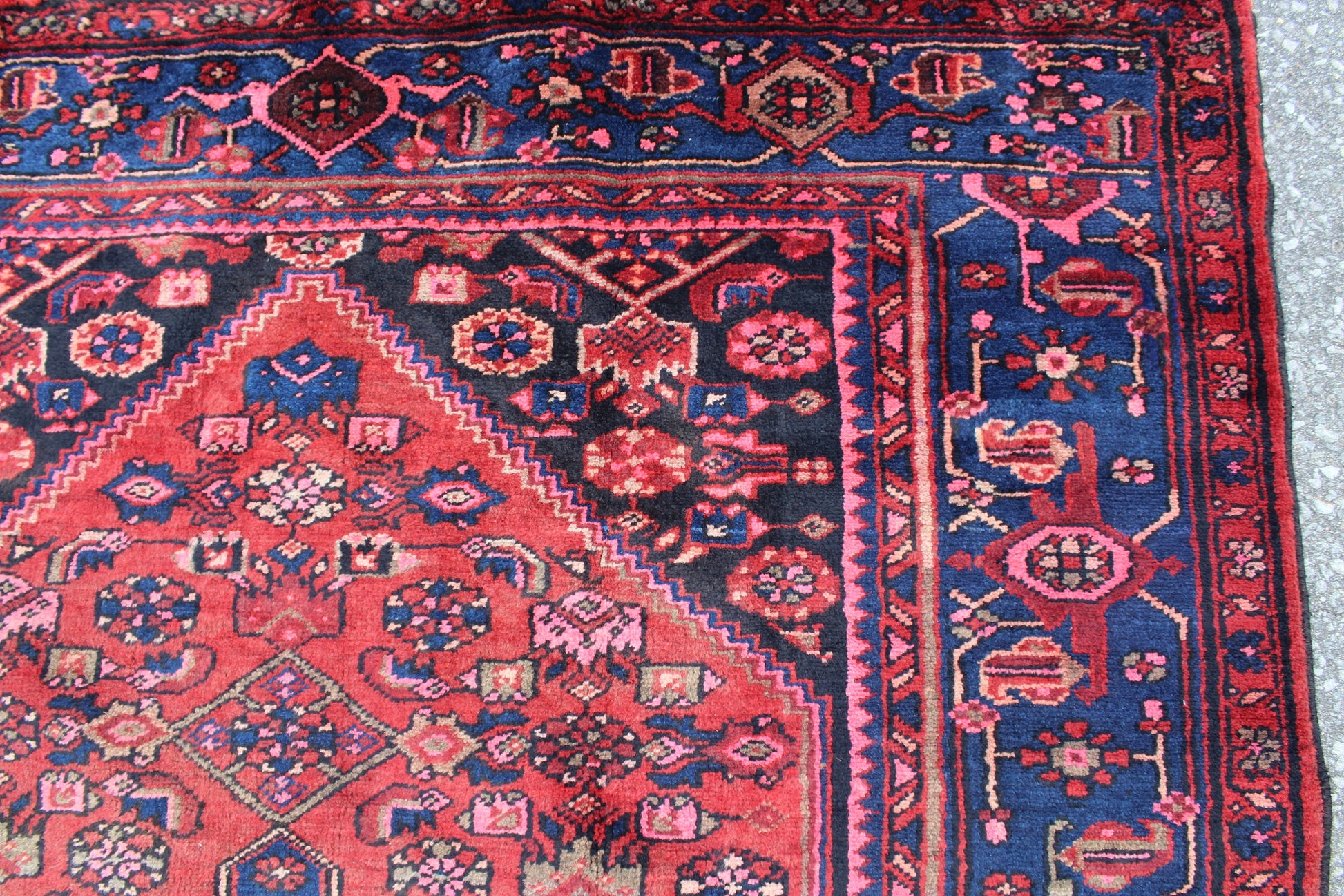 Rusty Pink & Blue 5x6 Persian Tribal Wool Hand Knotted Area Rug