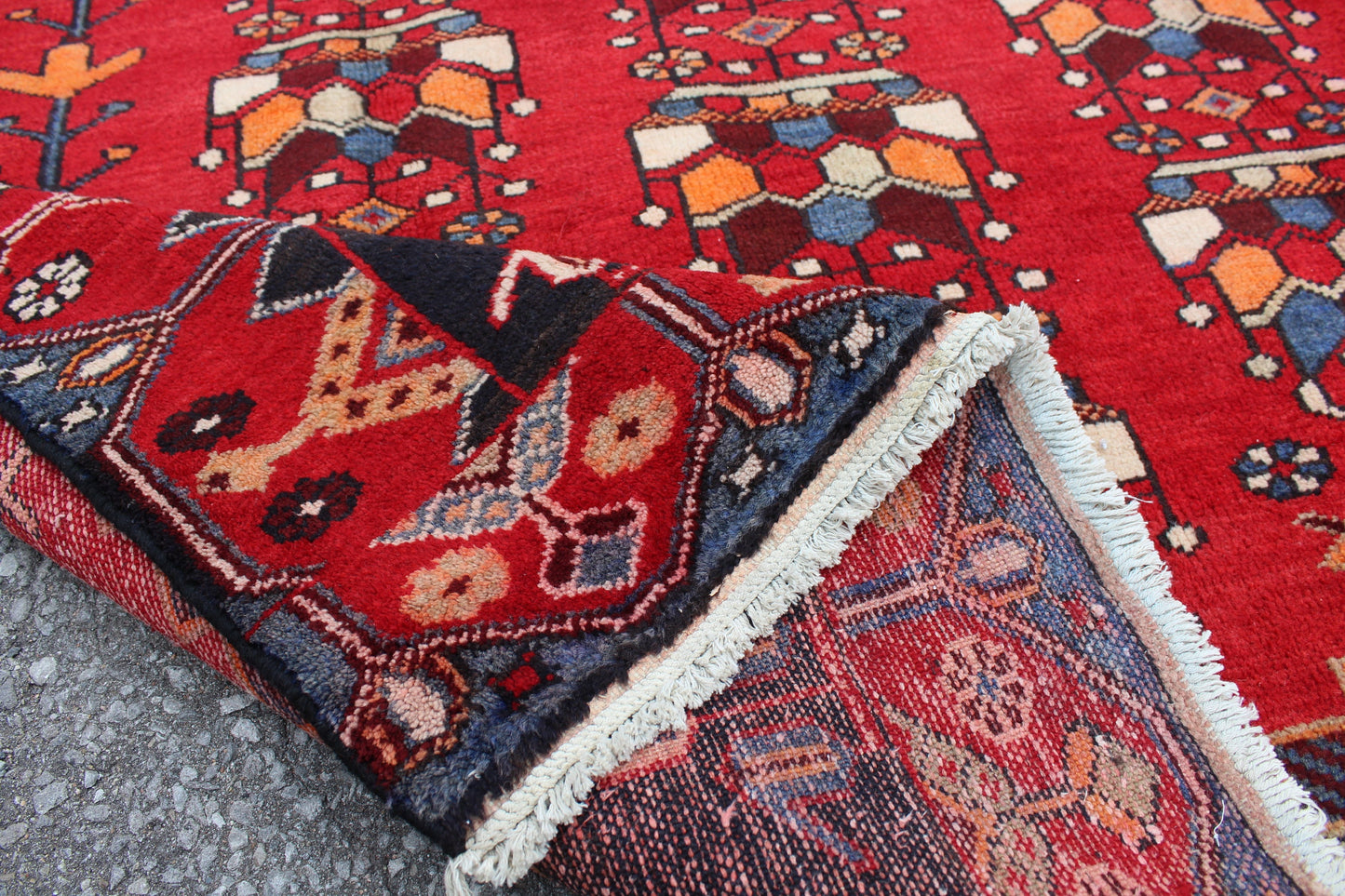 Red Black 5x6 Vintage One of a Kind Rug