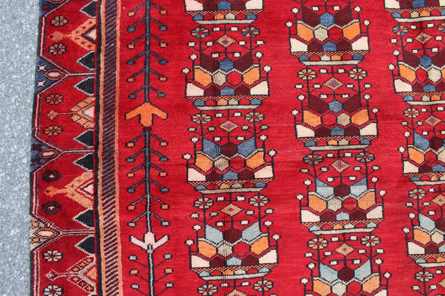 Red Black 5x6 Vintage One of a Kind Rug