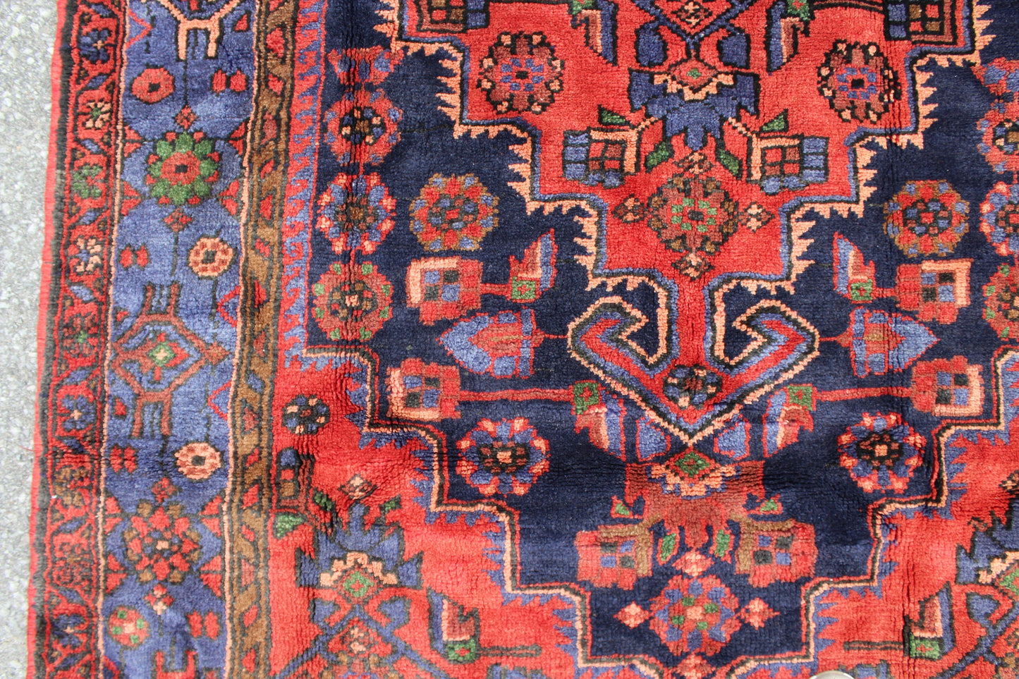 Red Blue 5x8 Vintage One of a Kind Rug