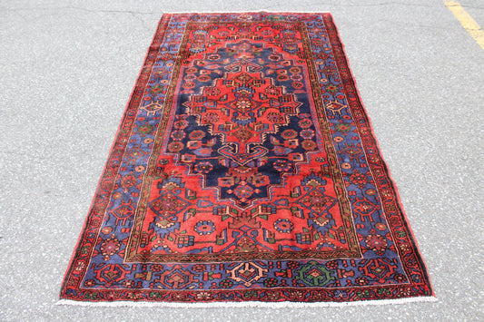 Red Blue 5x8 Vintage One of a Kind Rug
