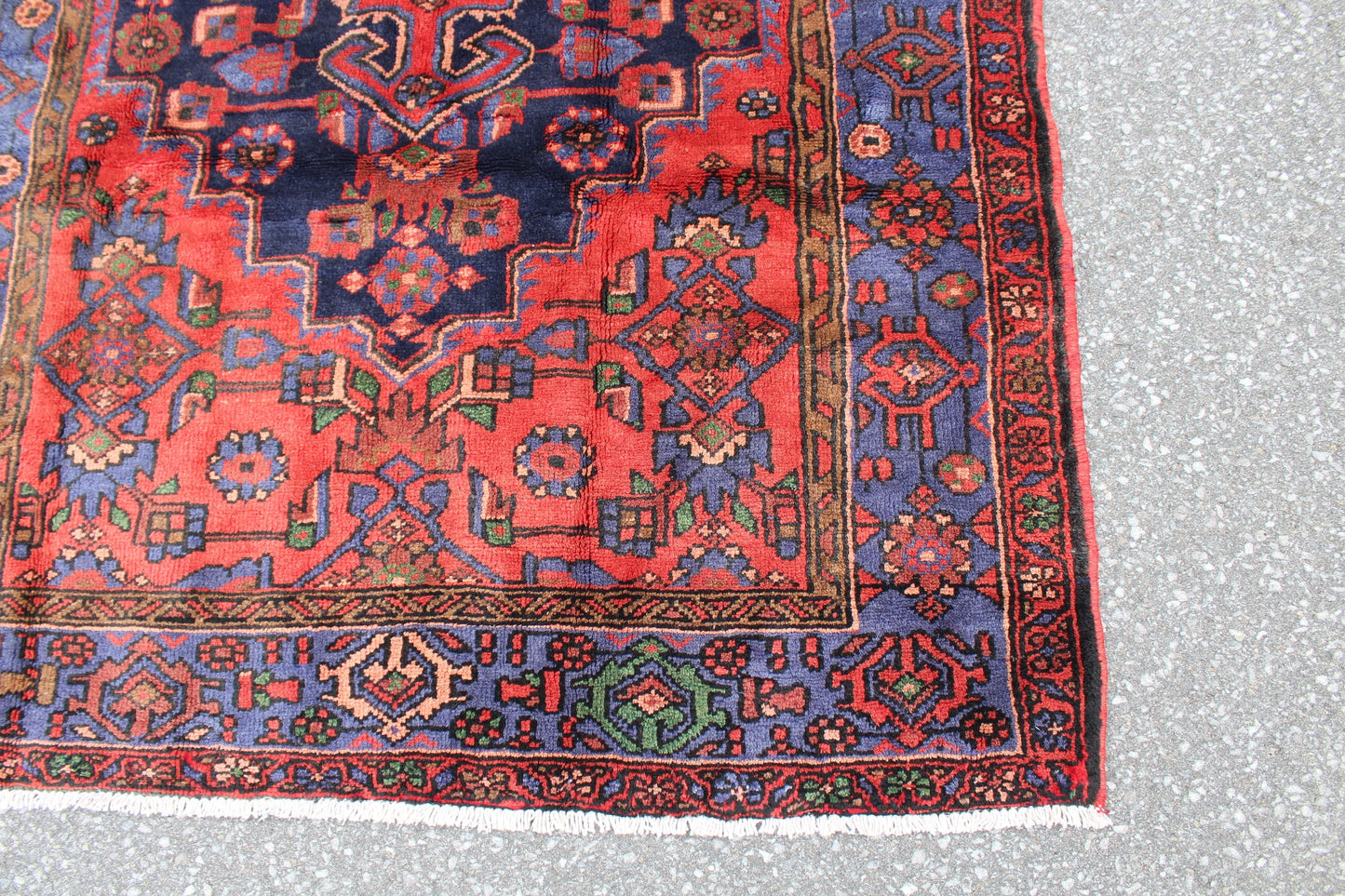 Red Blue 5x8 Vintage One of a Kind Rug