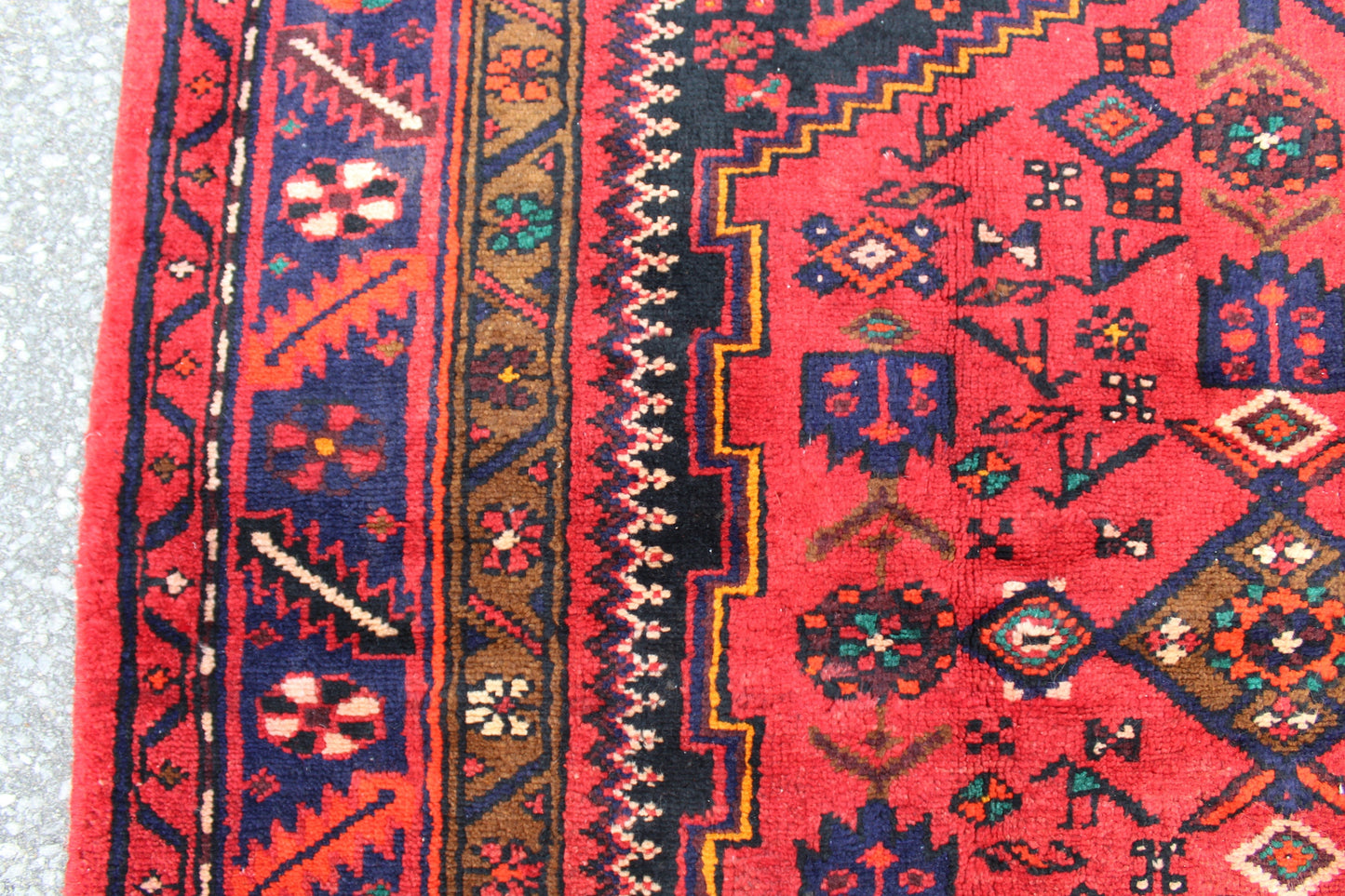 Red Blue 5x7 Vintage Tribal Handmade Rug