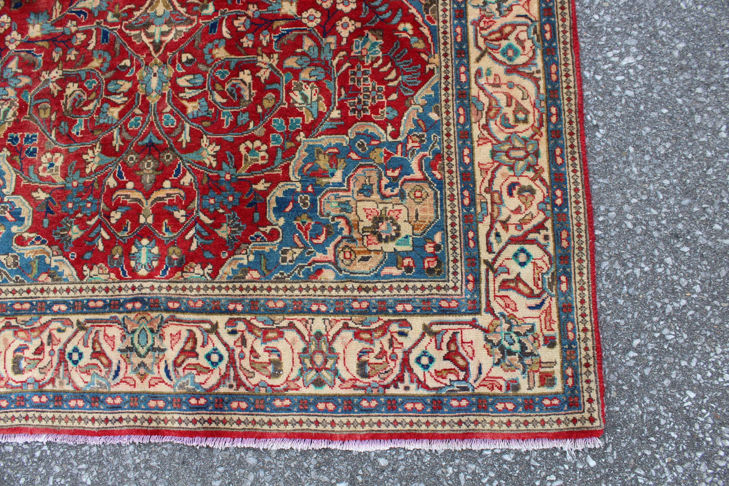 Red Blue 4x7 Vintage Wool Area Rug