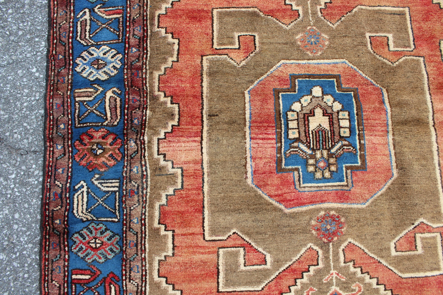 Orange Dark Beige 4x6 Wool Thick Pile Turkish Area Rug