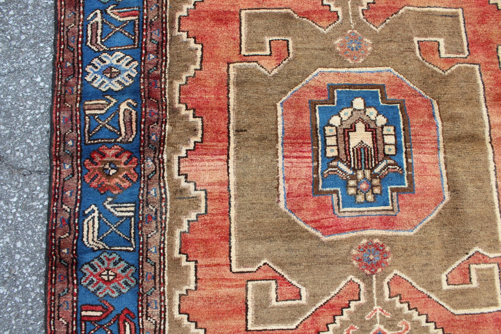 Orange Dark Beige 4x6 Wool Thick Pile Turkish Area Rug