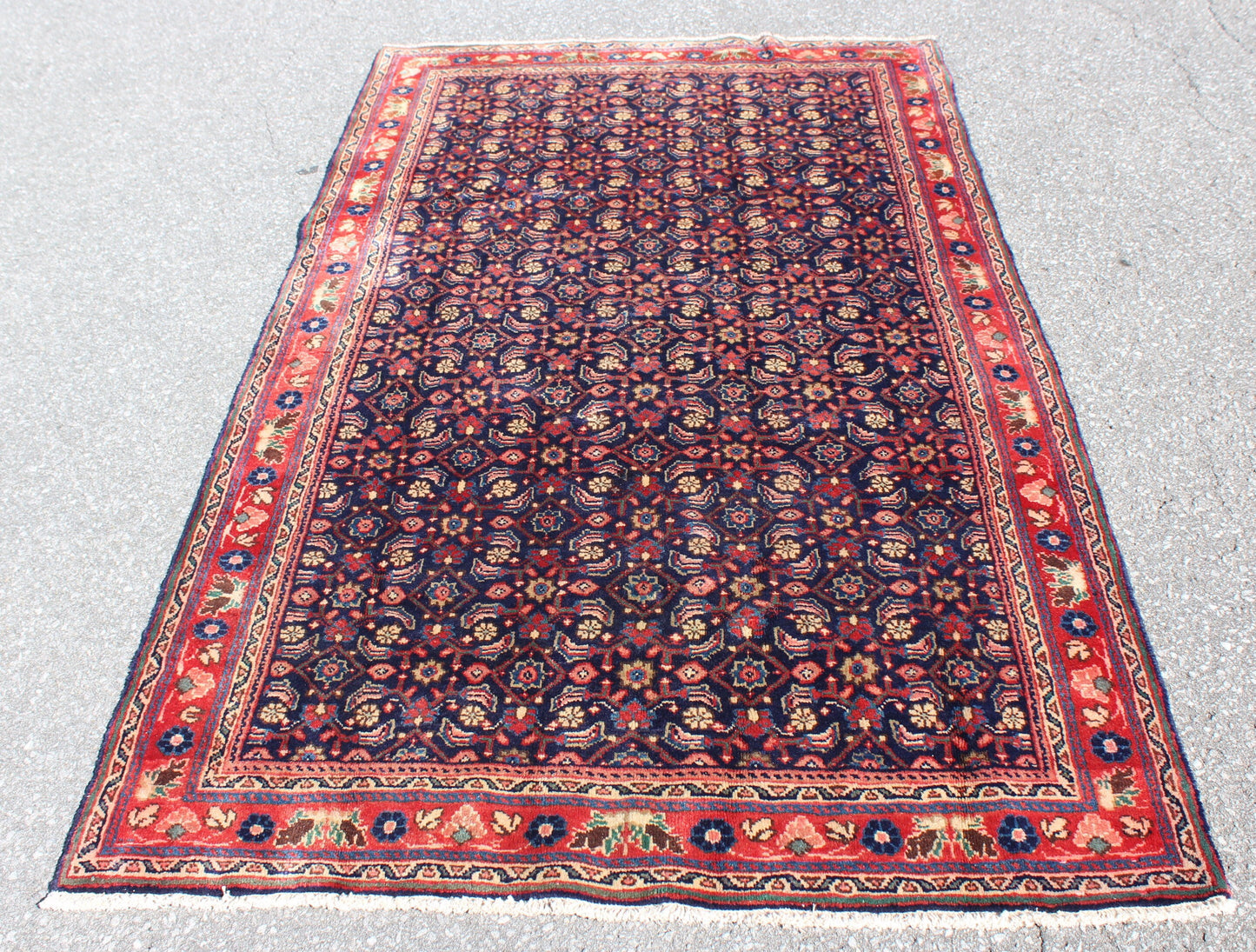 Red 4x7 Vintage Rug | Tribal Oriental Persian Rug | Kazak Bohemian Rug | Handmade Rug