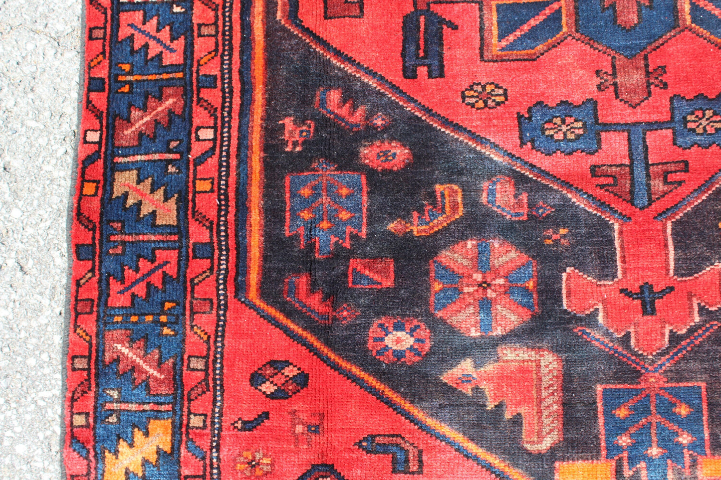 Red Blue 4x7 Vintage Rug | Tribal Oriental Persian Rug | Kazak Bohemian Rug | Handmade Rug