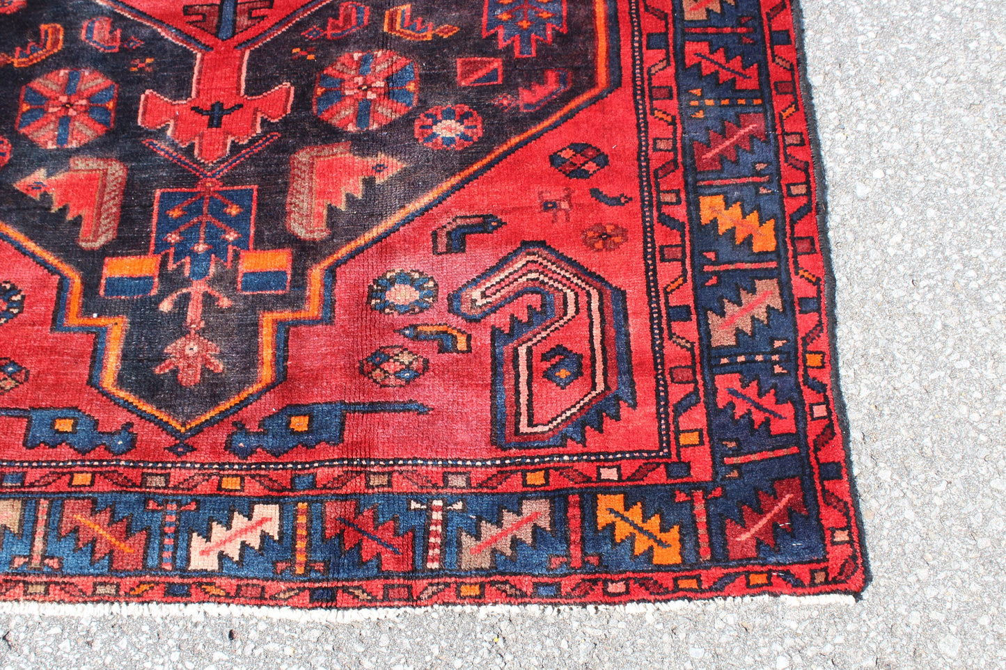 Red Blue 4x7 Vintage Rug | Tribal Oriental Persian Rug | Kazak Bohemian Rug | Handmade Rug