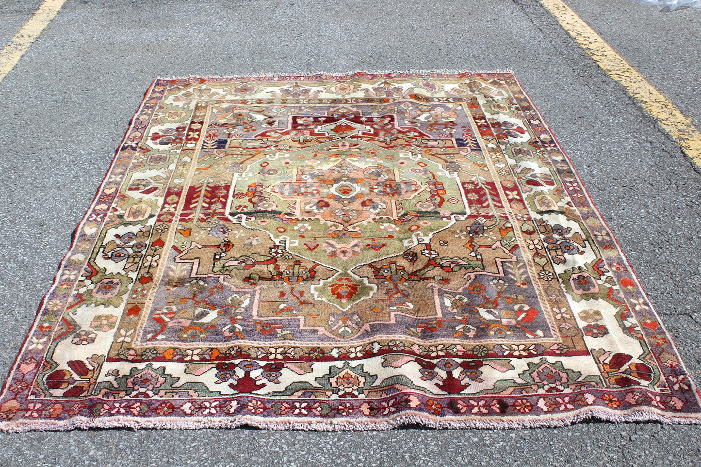 Pink Blue 5x7  Vintage Rug | Tribal Oriental Persian Rug | Kazak Bohemian Rug | Handmade Rug