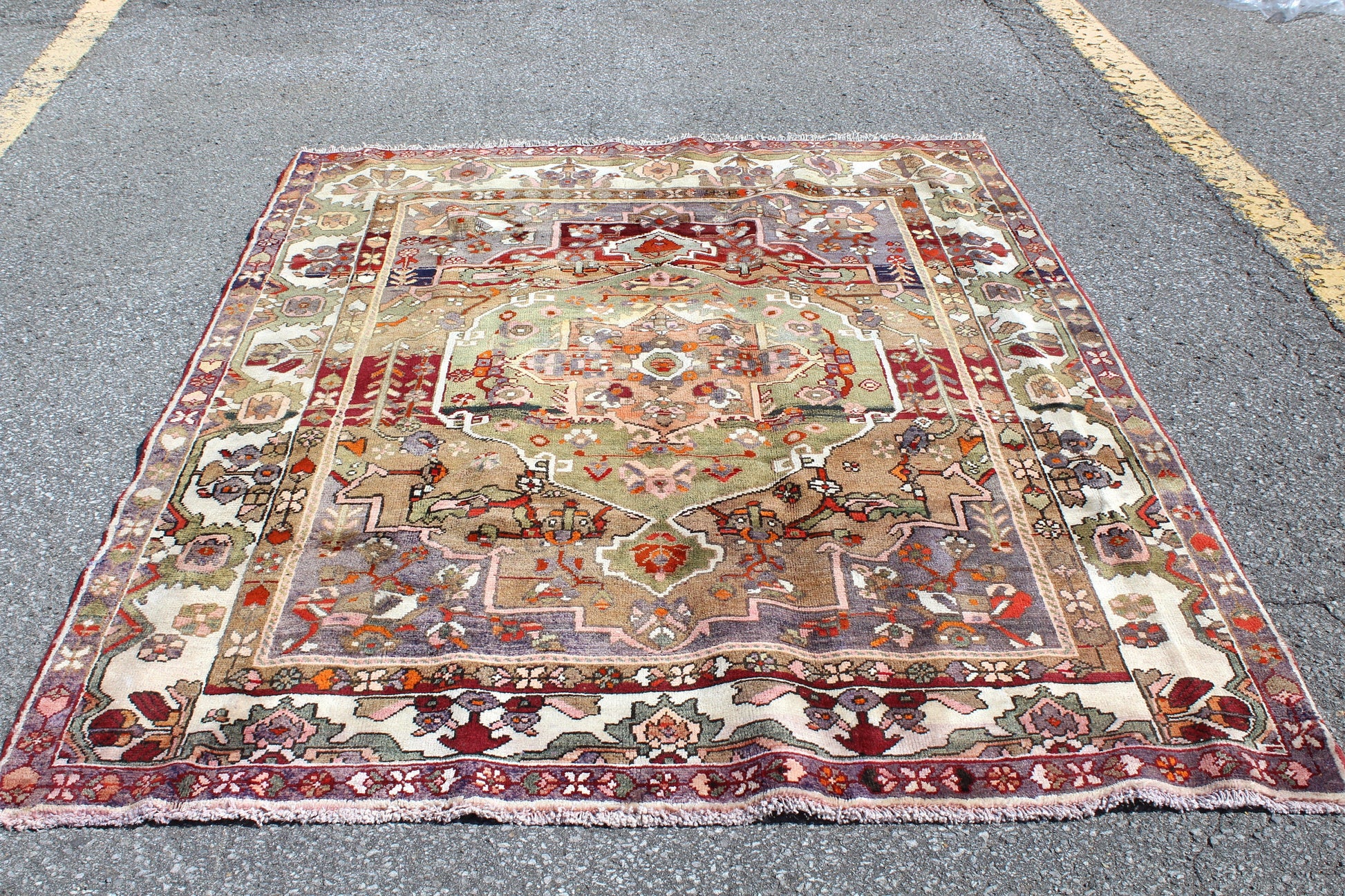 Pink Blue 5x7  Vintage Rug | Tribal Oriental Persian Rug | Kazak Bohemian Rug | Handmade Rug