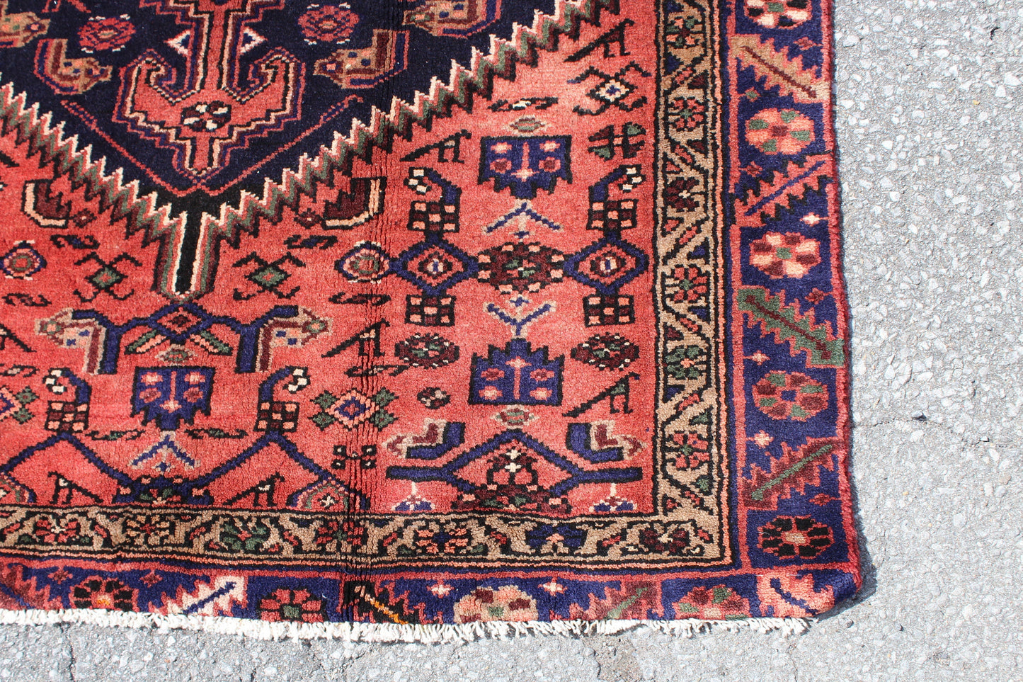 Red Blue 4x6 Vintage Rug | Tribal Oriental Persian Rug | Kazak Bohemian Rug | Handmade Rug