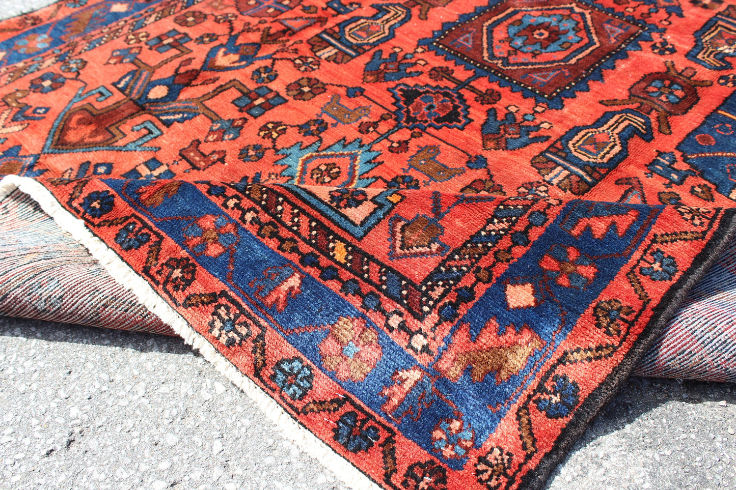 Red 4x7 Vintage Rug | Tribal Oriental Persian Rug | Kazak Bohemian Rug | Handmade Rug