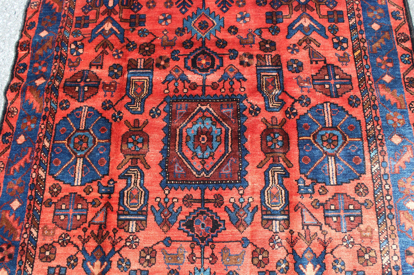 Red 4x7 Vintage Rug | Tribal Oriental Persian Rug | Kazak Bohemian Rug | Handmade Rug