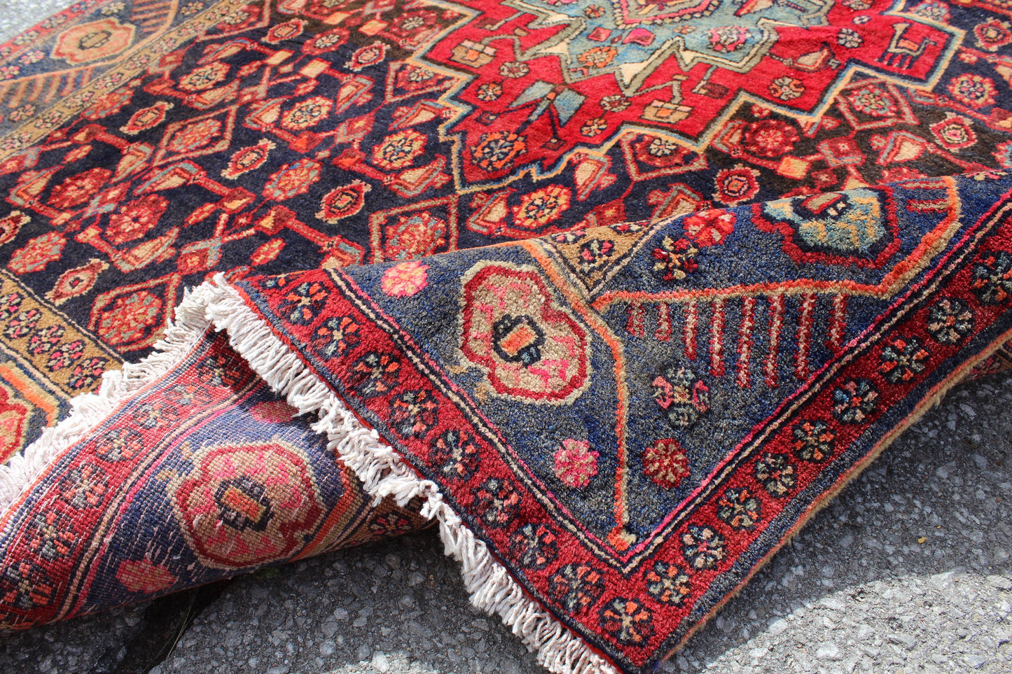 Red 4x6 Vintage Rug | Tribal Oriental Persian Rug | Kazak Bohemian Rug | Handmade Rug