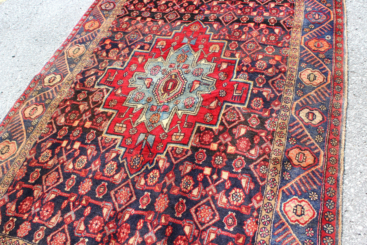 Red 4x6 Vintage Rug | Tribal Oriental Persian Rug | Kazak Bohemian Rug | Handmade Rug
