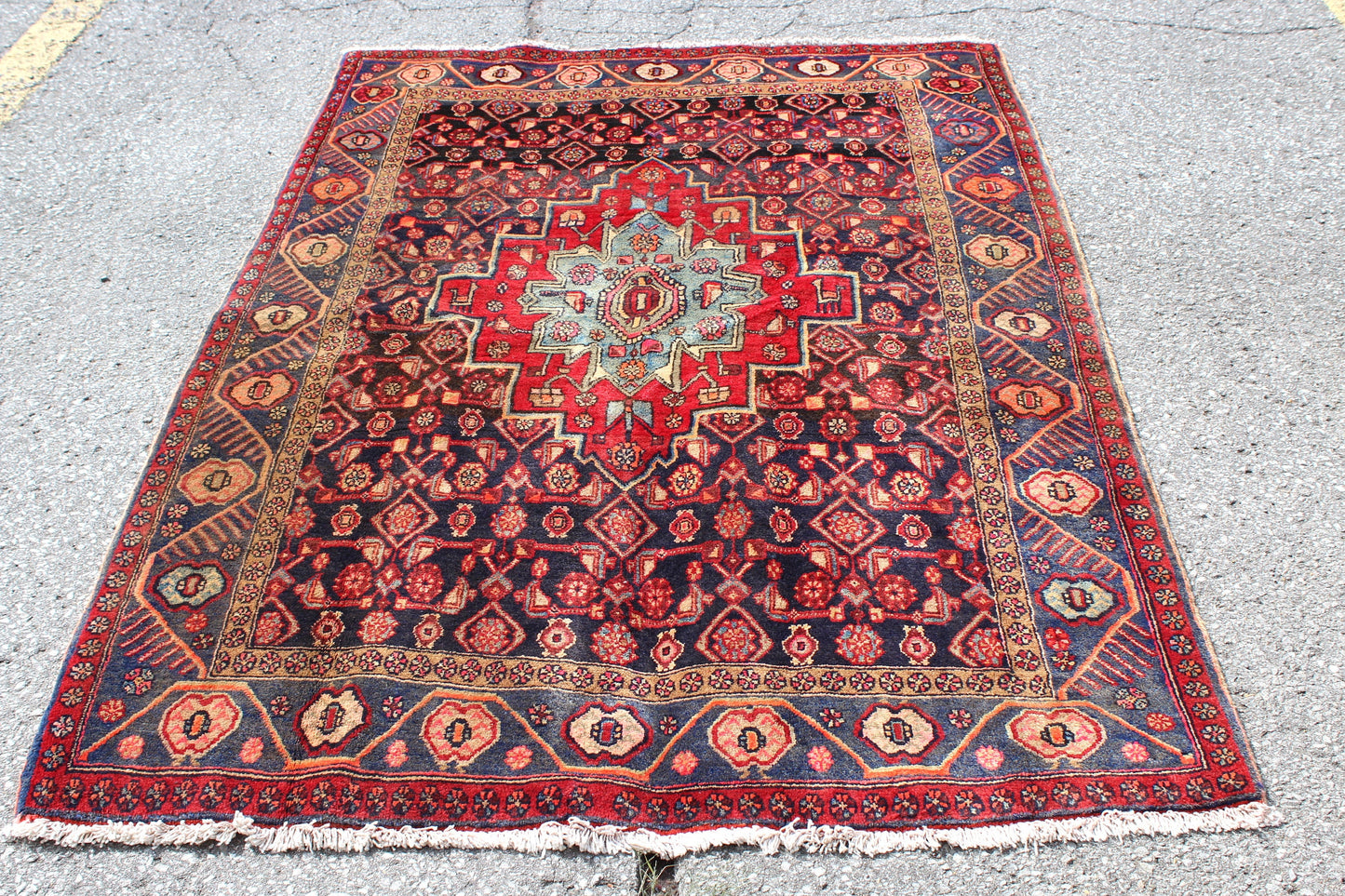 Red 4x6 Vintage Rug | Tribal Oriental Persian Rug | Kazak Bohemian Rug | Handmade Rug