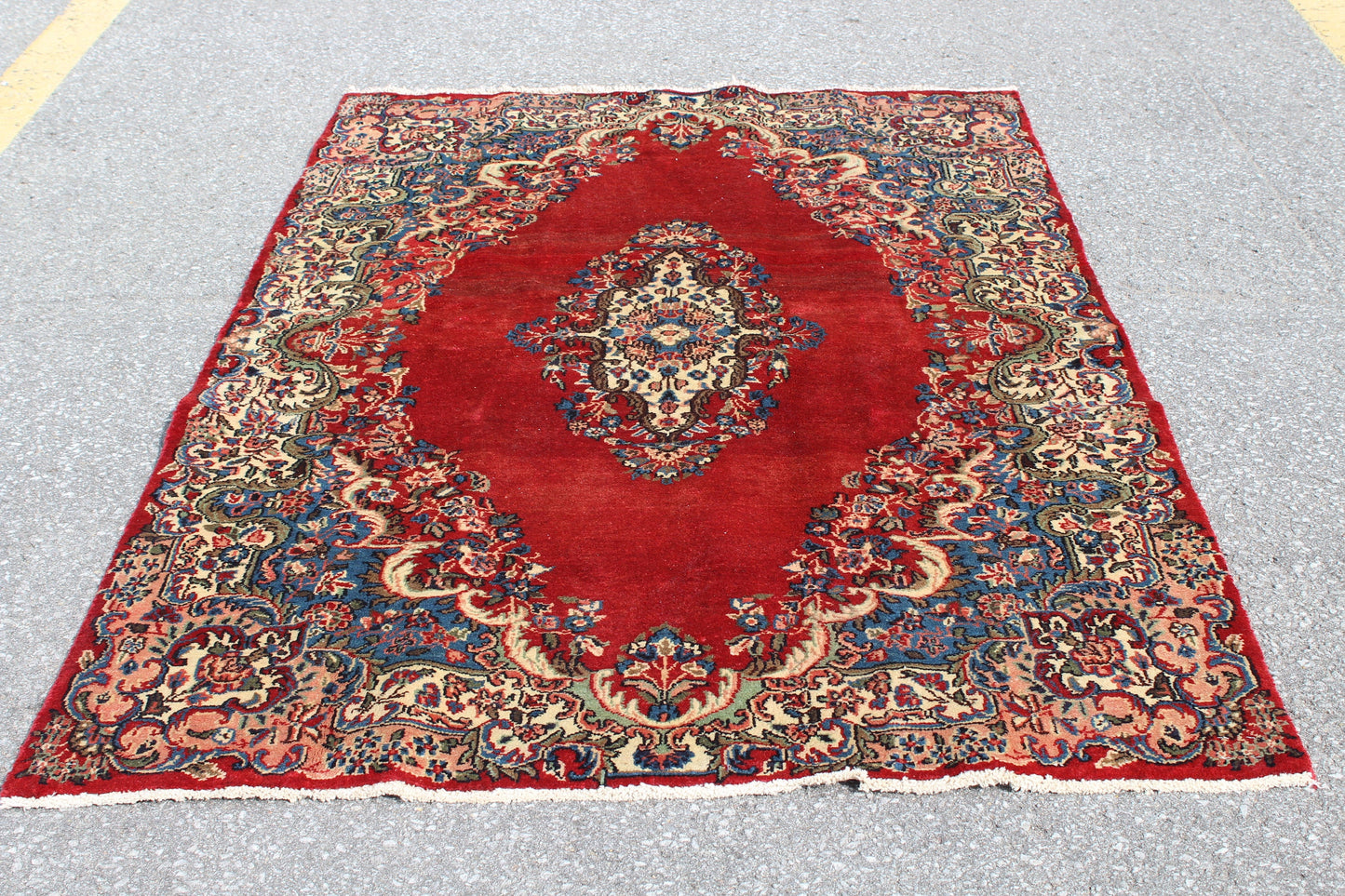 Red 5x7 Vintage Rug | Tribal Oriental Persian Rug | Kazak Bohemian Rug | Handmade Rug
