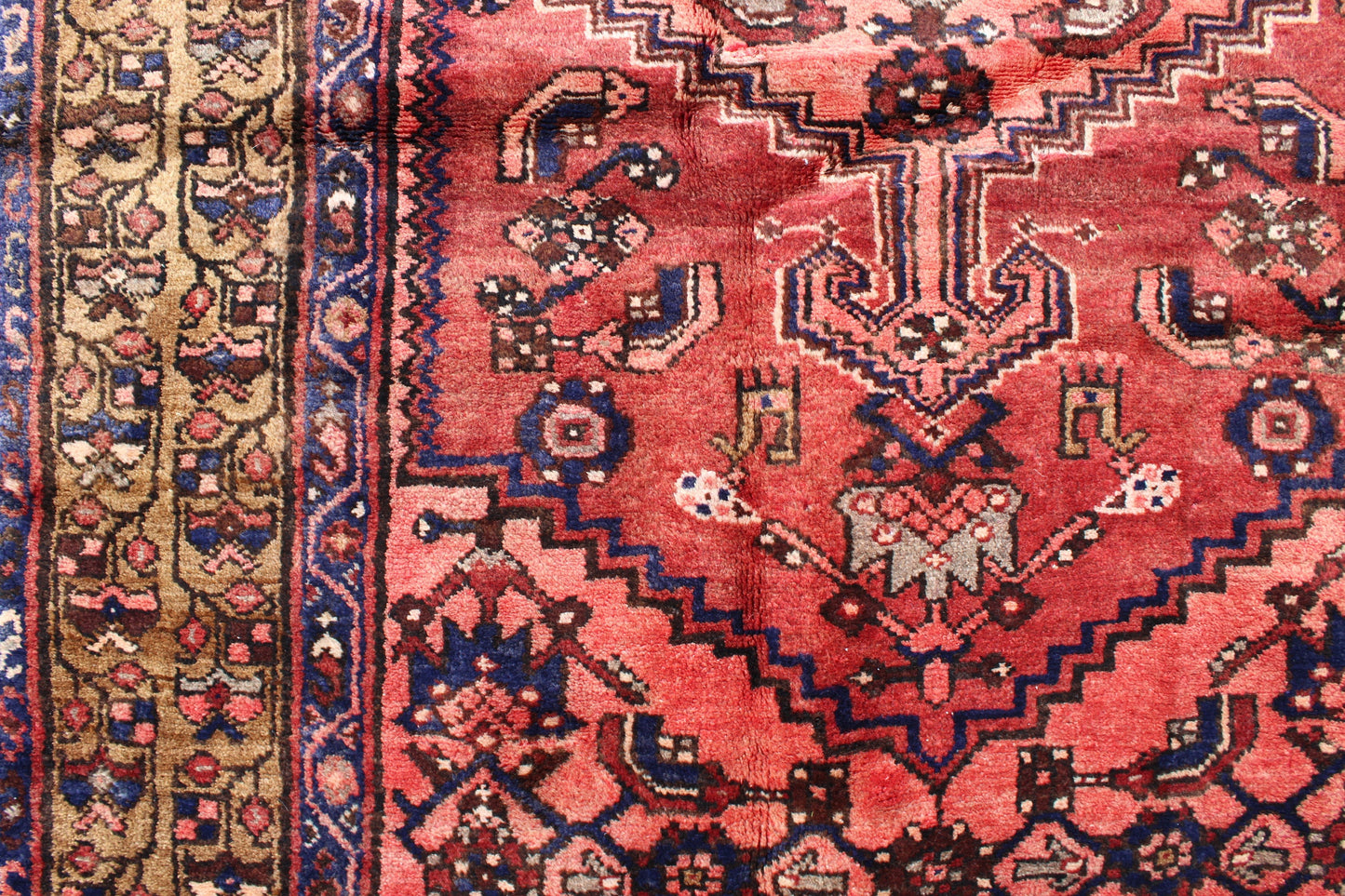 Red Blue 4x7 Vintage Rug | Tribal Oriental Persian Rug | Kazak Bohemian Rug | Handmade Rug6