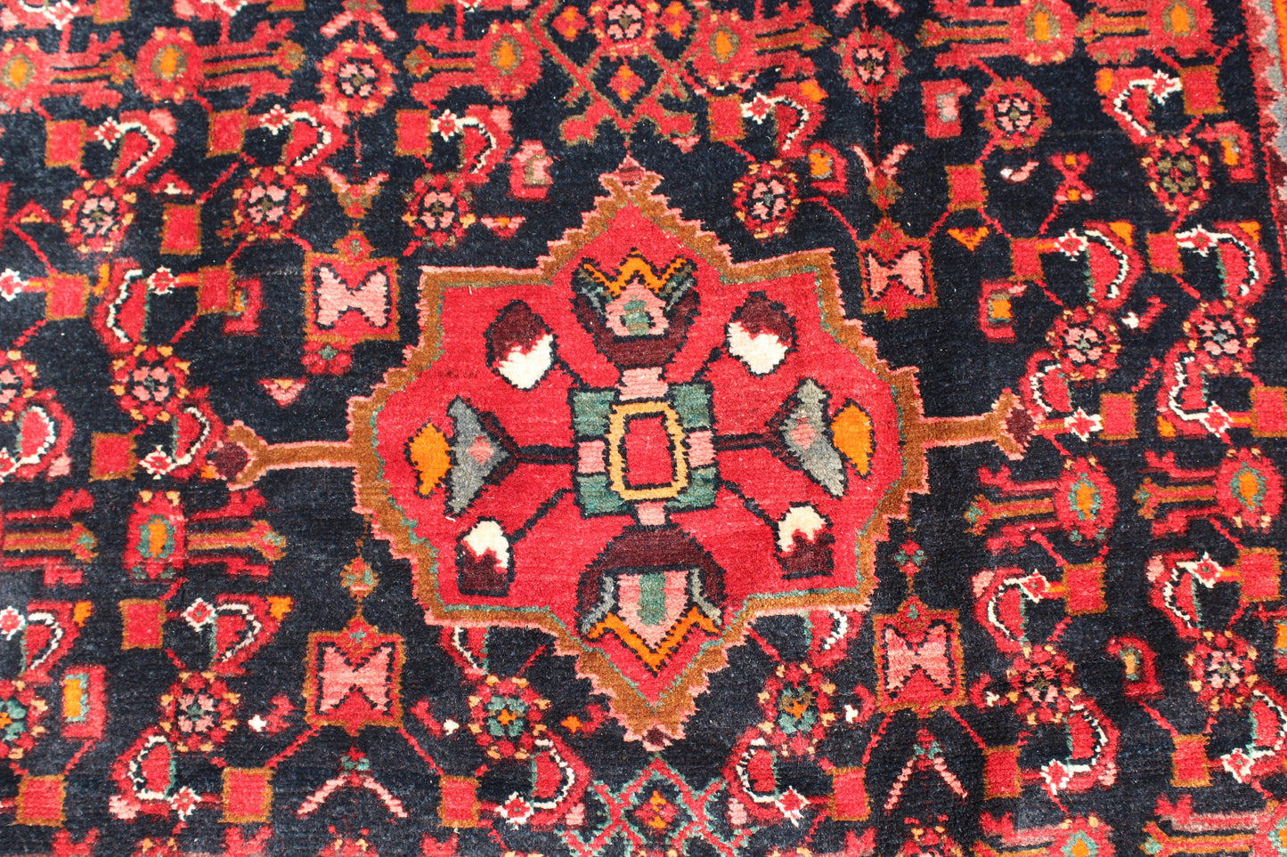 Red Black 5x8 Vintage Wool Area Rug