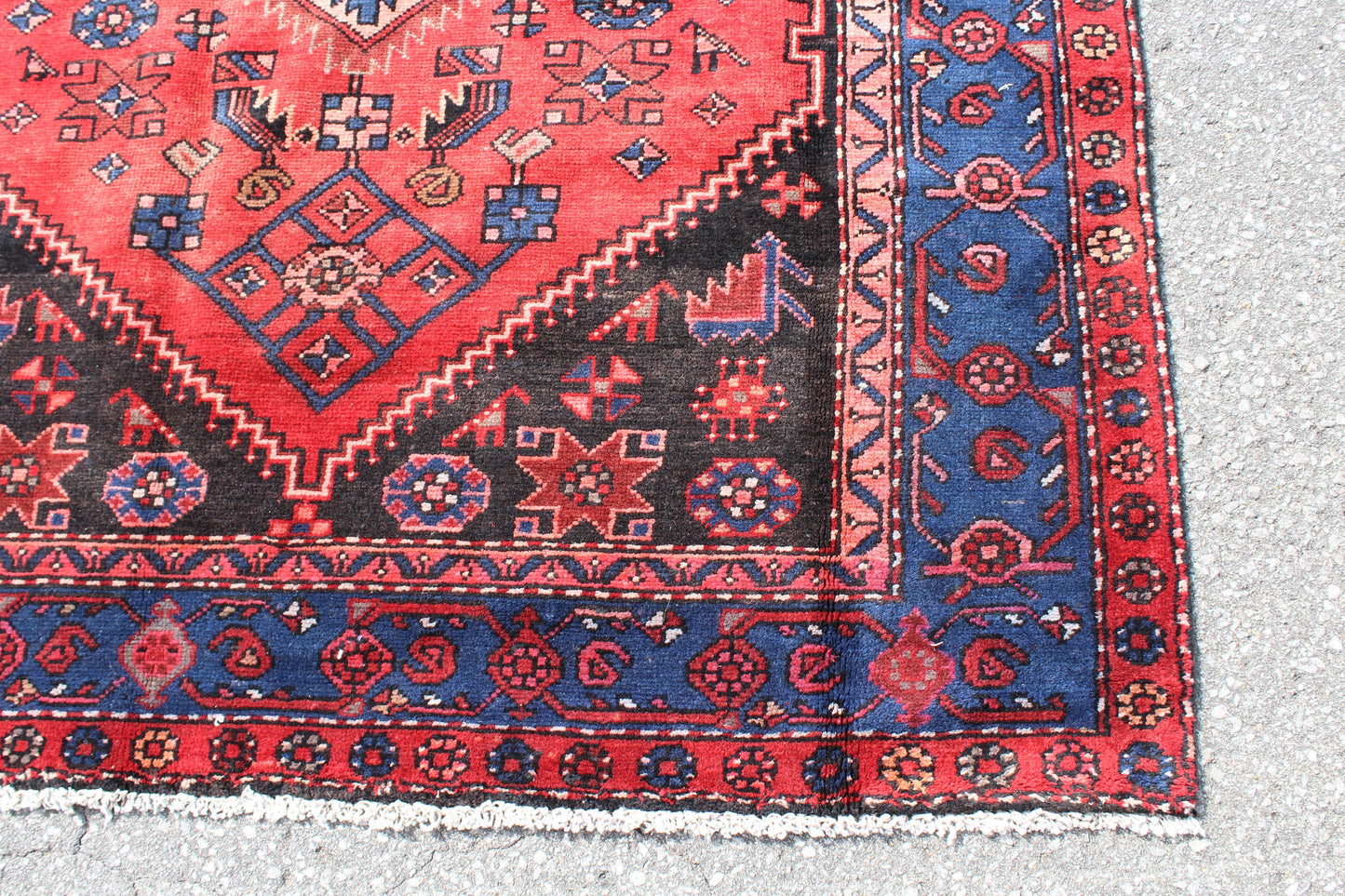 Red Blue 5x8 Vintage One of a Kind Rug