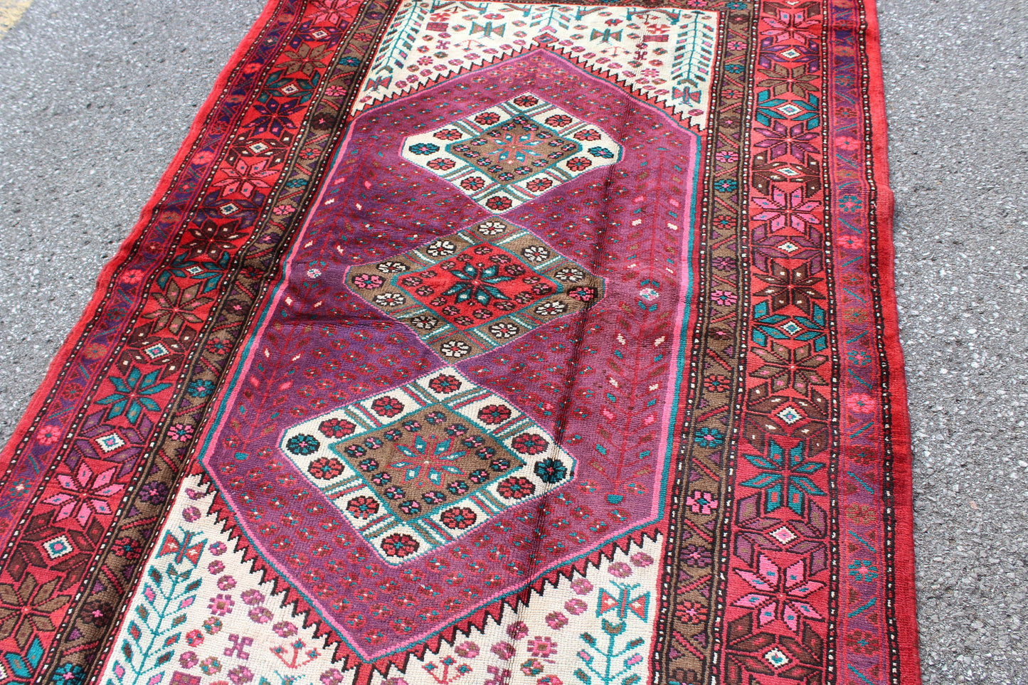 Pink Purple Vintage Handmade Rug
