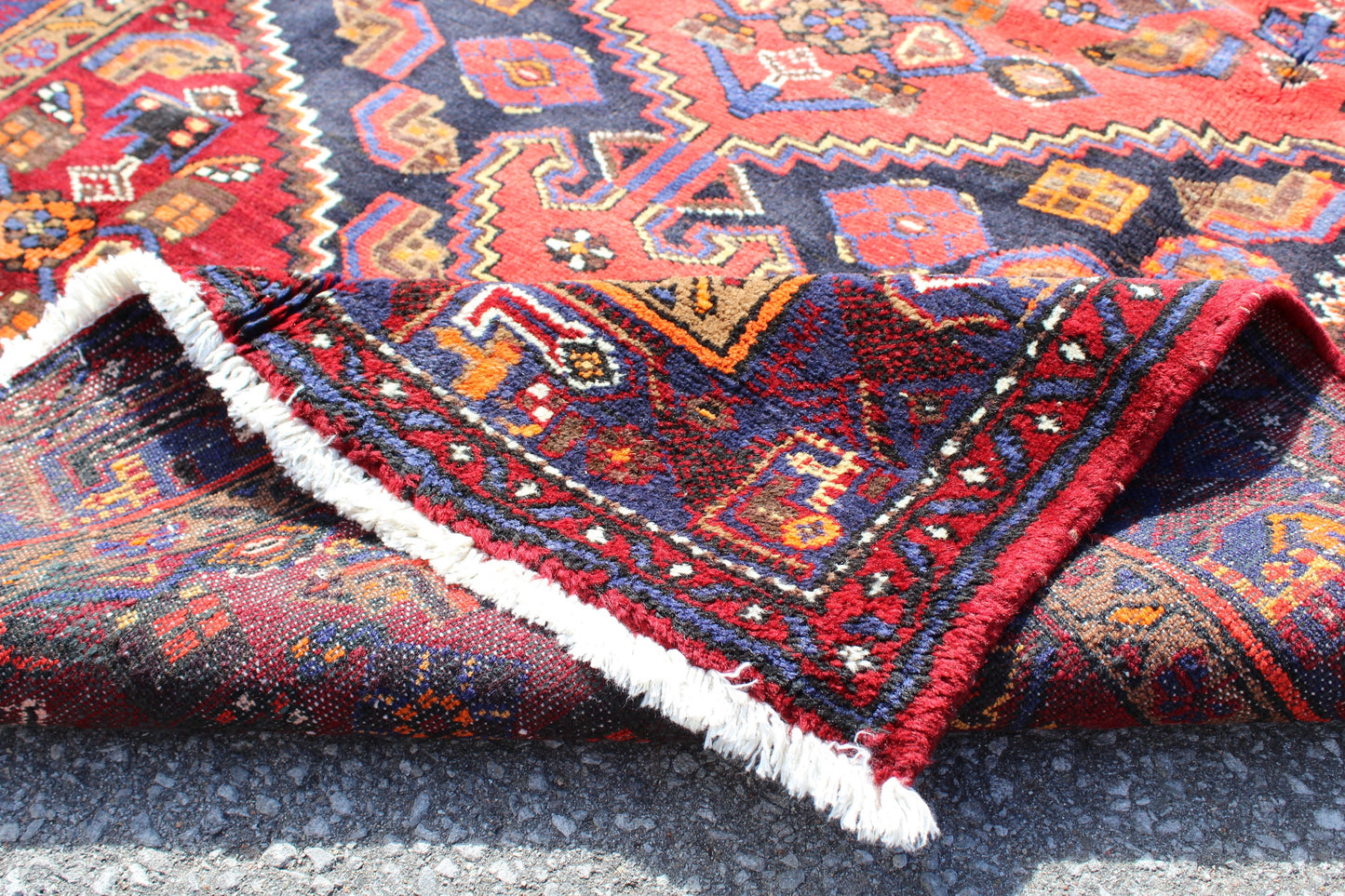 Red Navy 4 x 7 Blue Vintage Handmade Rug