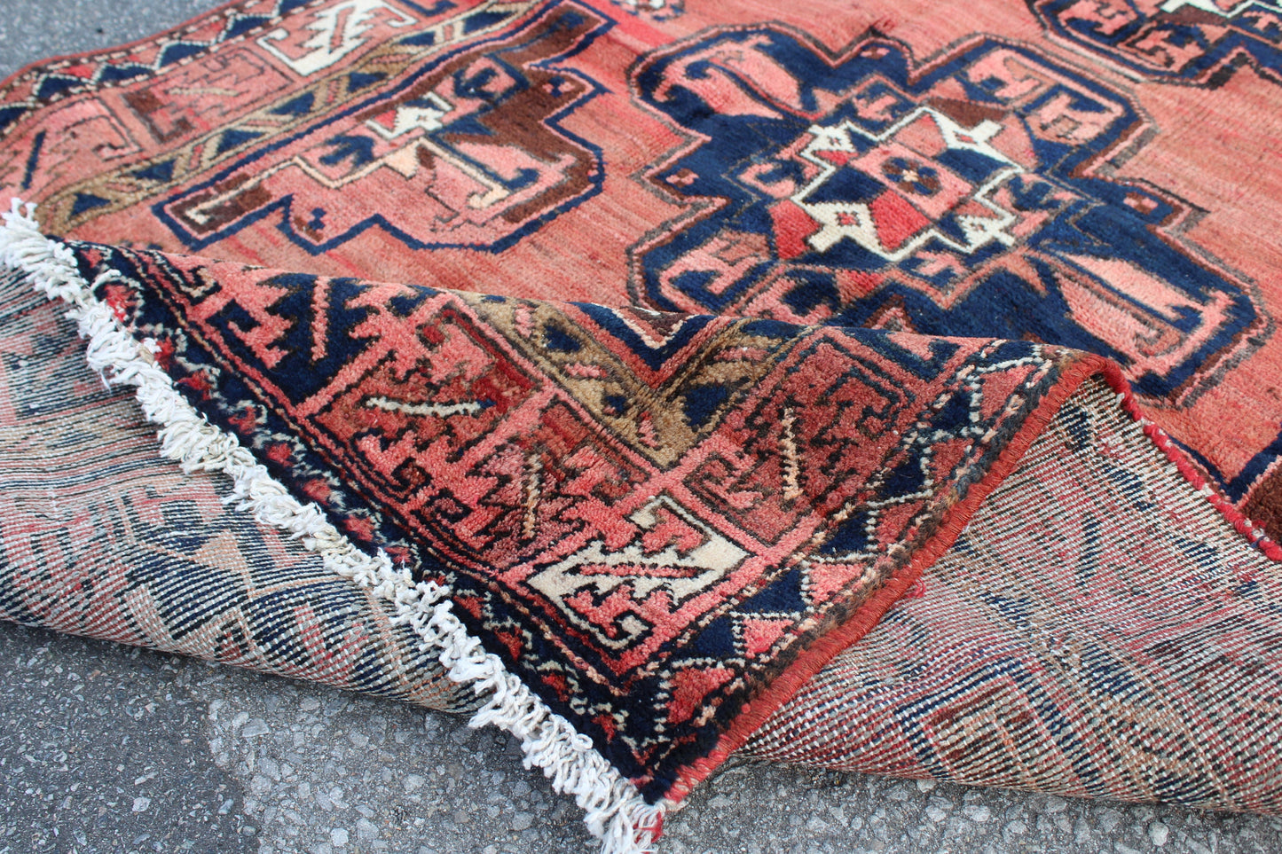 Orange Blue 3x7 Vintage Rug | Tribal Oriental Persian Rug | Kazak Bohemian Rug | Handmade Rug