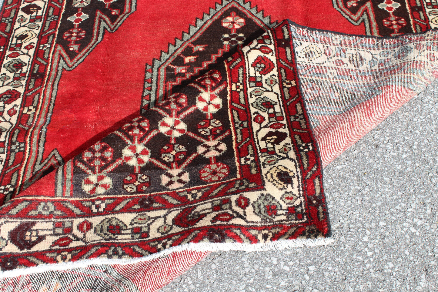 Red Blue 4x10 Vintage Rug | Tribal Oriental Persian Rug | Kazak Bohemian Rug | Handmade Rug6