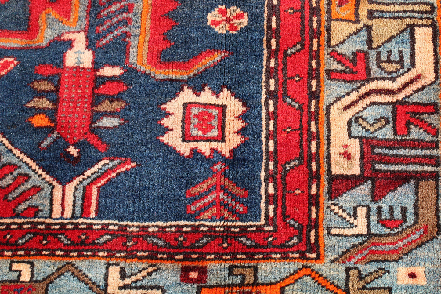 Red 4x7 Vintage Rug | Tribal Oriental Persian Rug | Kazak Bohemian Rug | Handmade Rug