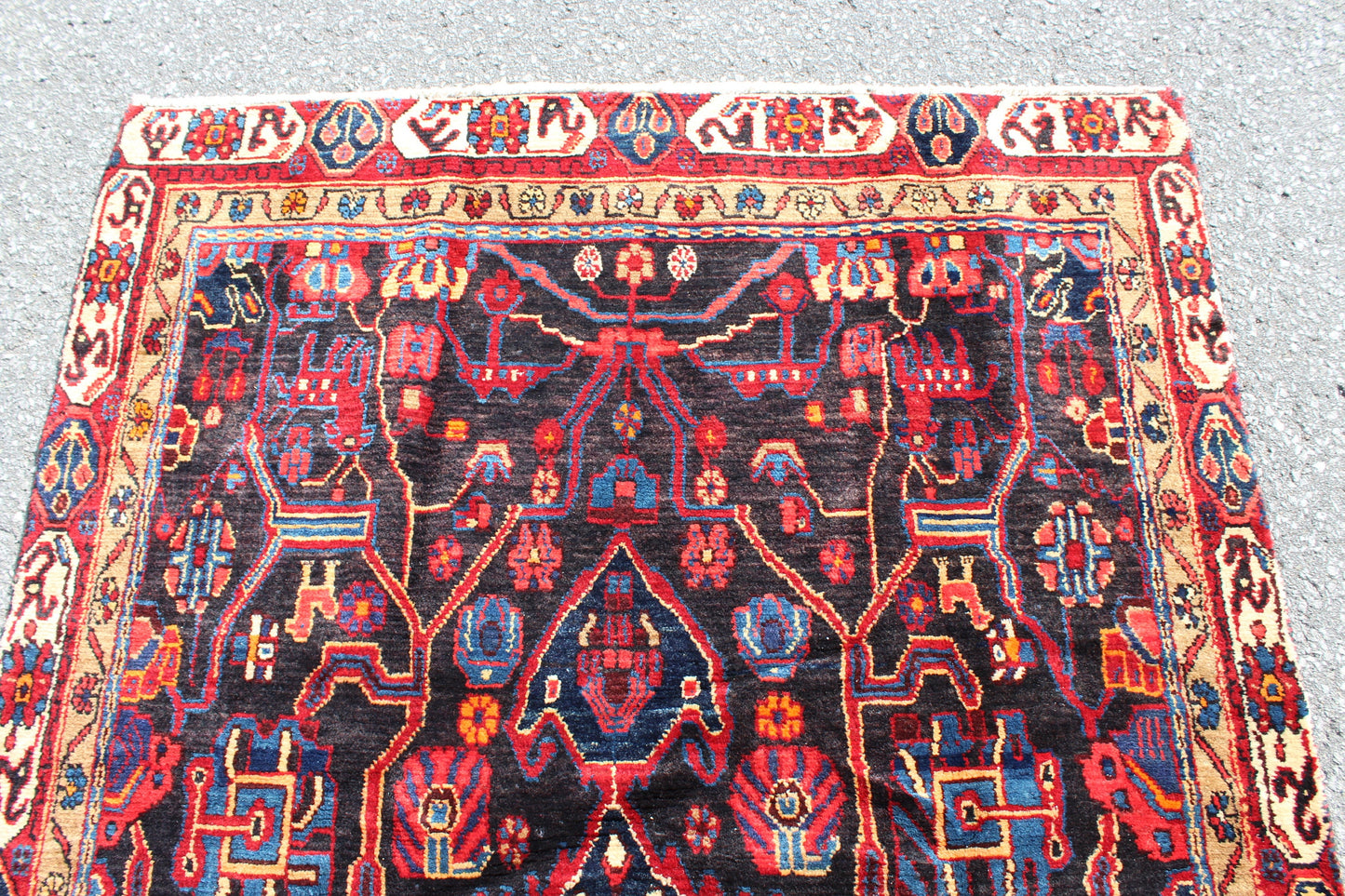 Red 4x10 Vintage Rug | Tribal Oriental Persian Rug | Kazak Bohemian Rug | Handmade Rug